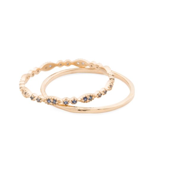 HIRAJULE  India Set Of Two 14kt Gold Rings With Sapphire Stones - Picture 1 of 2